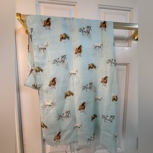 Light Blue Horse Print Scarf Wrap